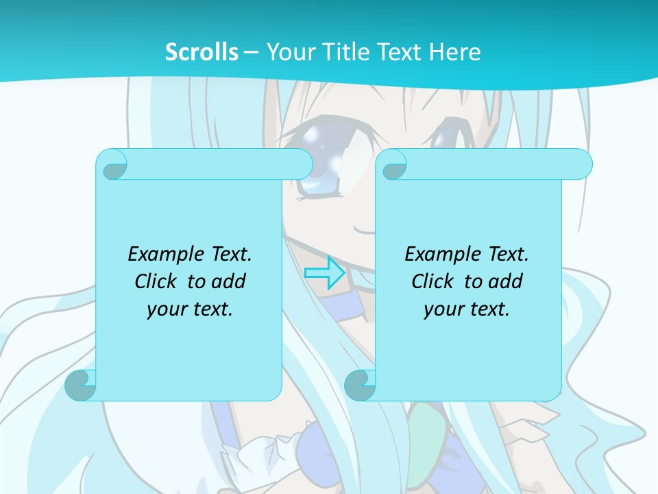 A Girl With Long Blue Hair And Blue Eyes PowerPoint Template