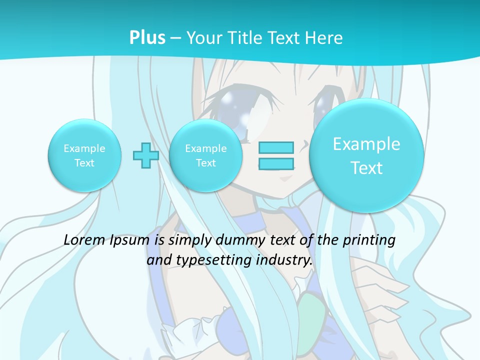 A Girl With Long Blue Hair And Blue Eyes PowerPoint Template