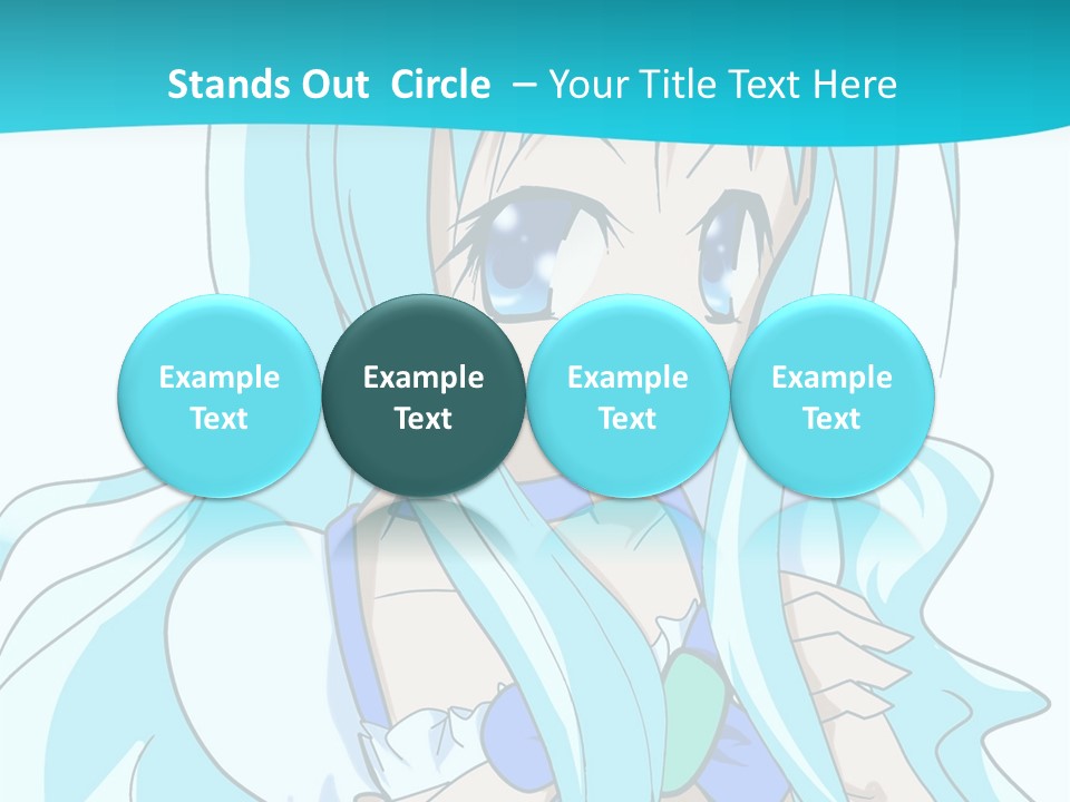 A Girl With Long Blue Hair And Blue Eyes PowerPoint Template