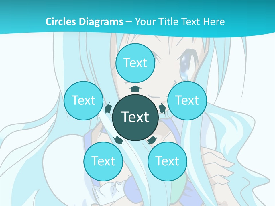 A Girl With Long Blue Hair And Blue Eyes PowerPoint Template