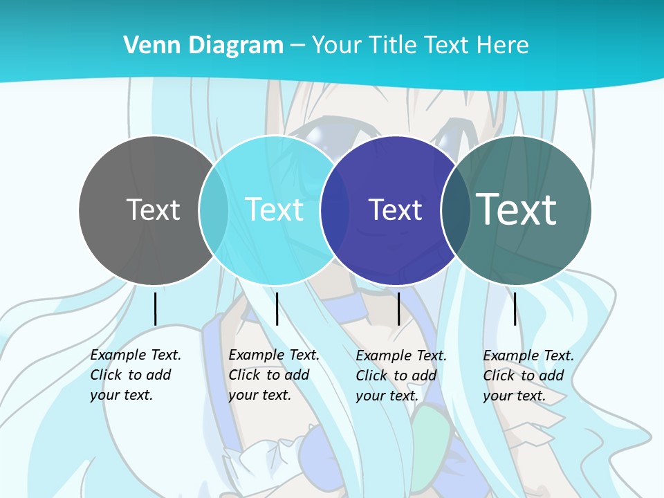 A Girl With Long Blue Hair And Blue Eyes PowerPoint Template