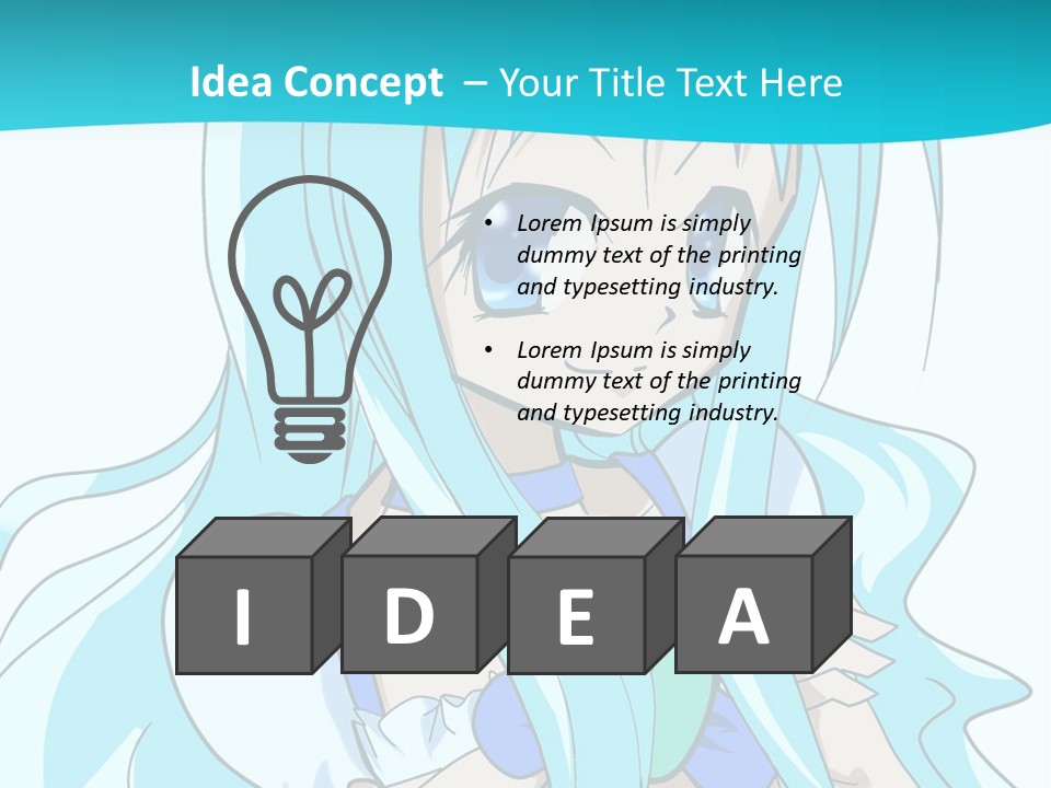 A Girl With Long Blue Hair And Blue Eyes PowerPoint Template