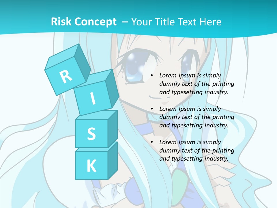 A Girl With Long Blue Hair And Blue Eyes PowerPoint Template