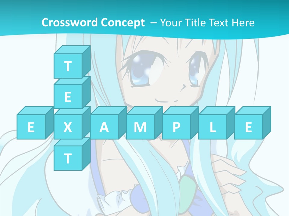 A Girl With Long Blue Hair And Blue Eyes PowerPoint Template