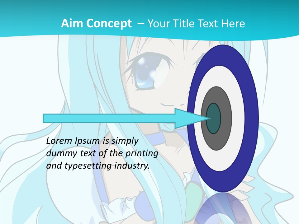 A Girl With Long Blue Hair And Blue Eyes PowerPoint Template