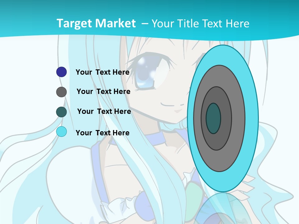 A Girl With Long Blue Hair And Blue Eyes PowerPoint Template