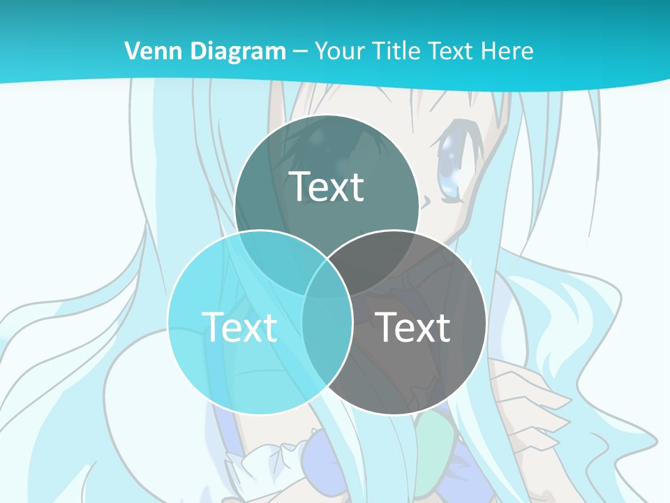 A Girl With Long Blue Hair And Blue Eyes PowerPoint Template