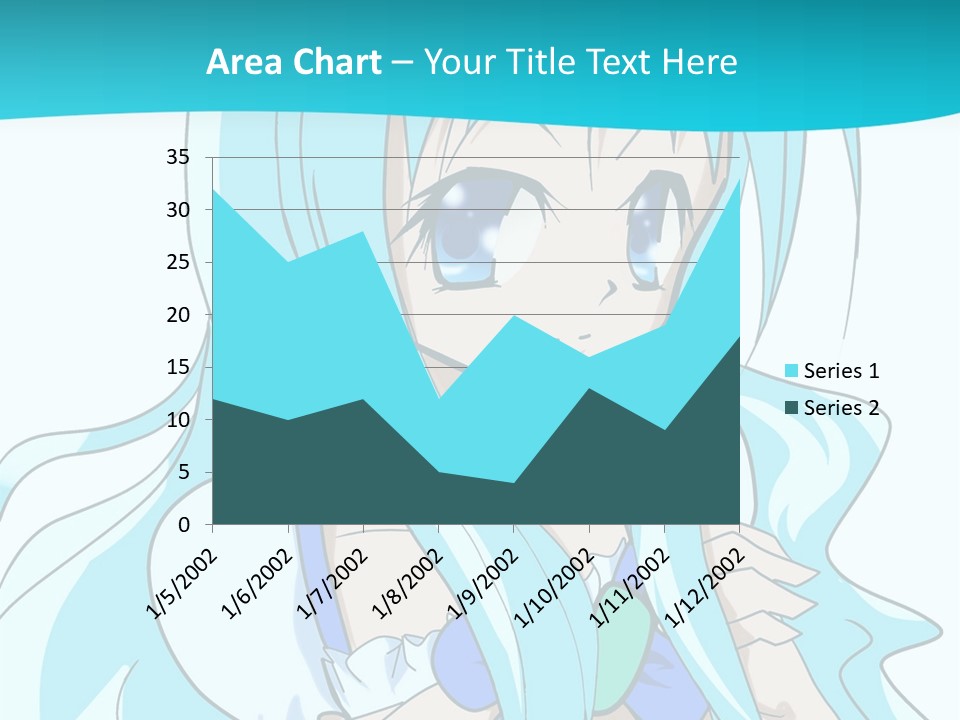 A Girl With Long Blue Hair And Blue Eyes PowerPoint Template