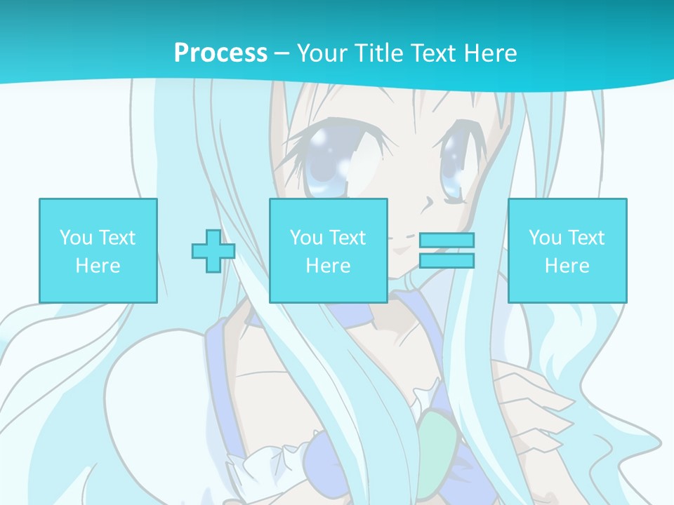 A Girl With Long Blue Hair And Blue Eyes PowerPoint Template