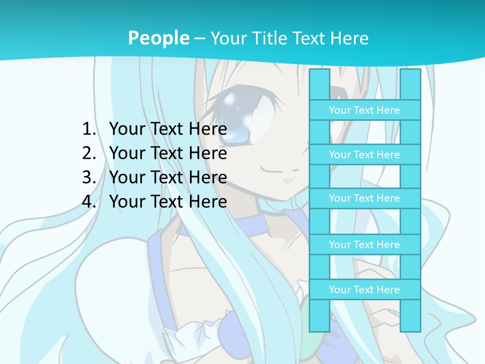 A Girl With Long Blue Hair And Blue Eyes PowerPoint Template
