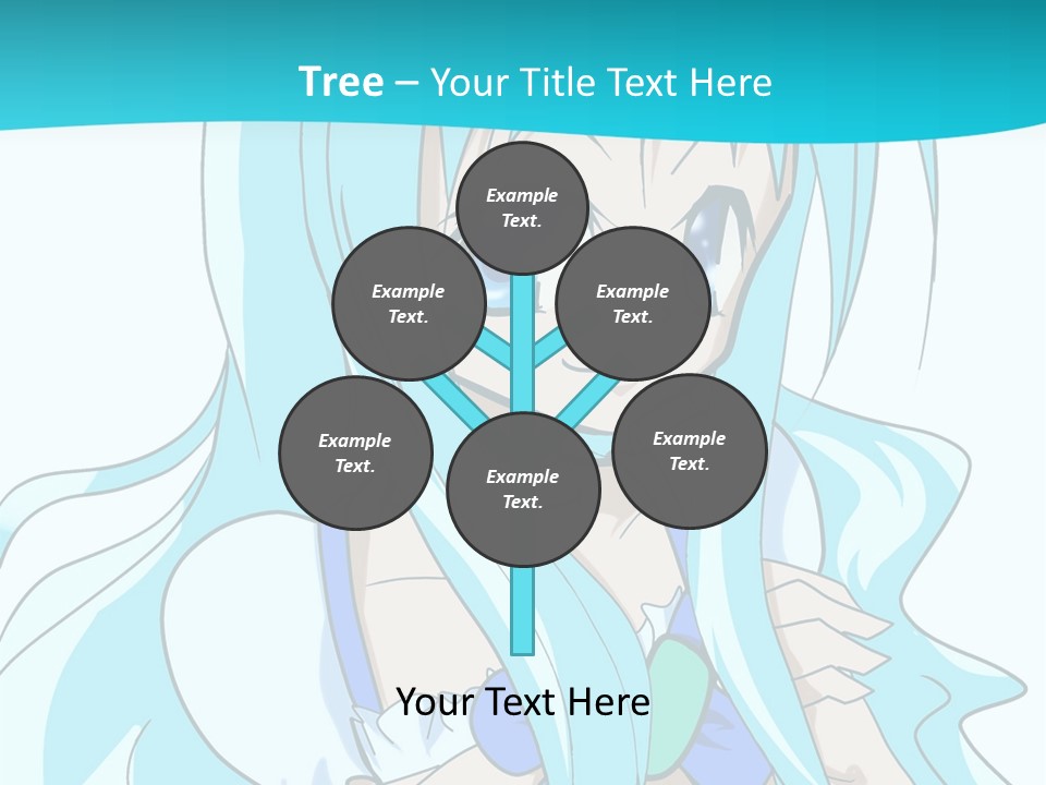 A Girl With Long Blue Hair And Blue Eyes PowerPoint Template