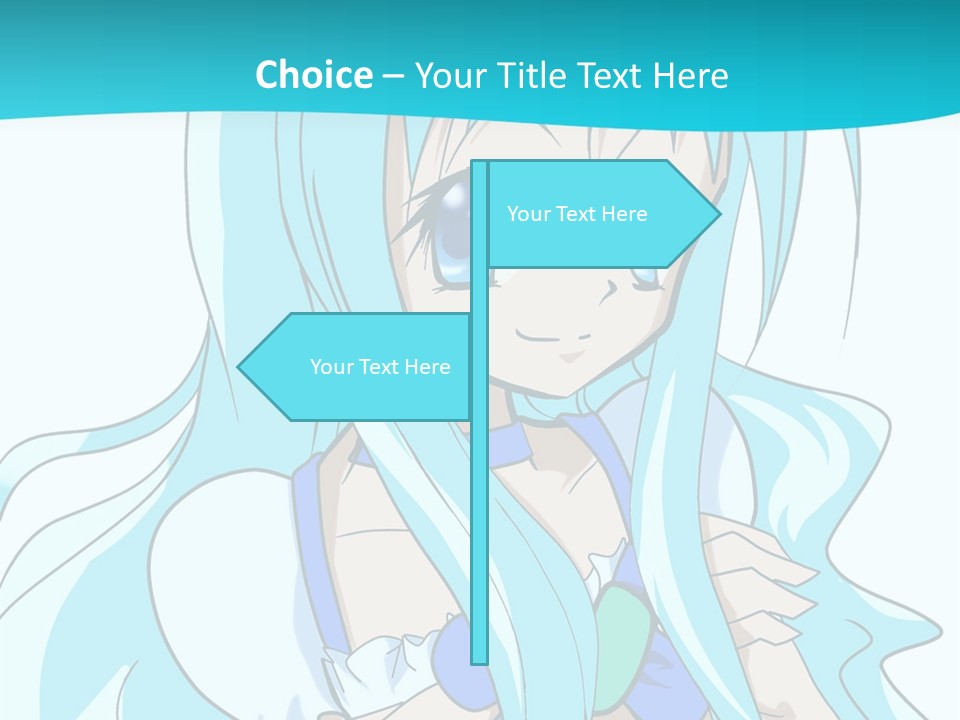 A Girl With Long Blue Hair And Blue Eyes PowerPoint Template