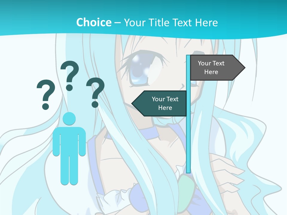 A Girl With Long Blue Hair And Blue Eyes PowerPoint Template