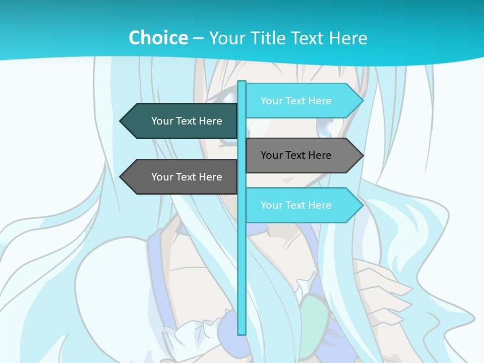 A Girl With Long Blue Hair And Blue Eyes PowerPoint Template