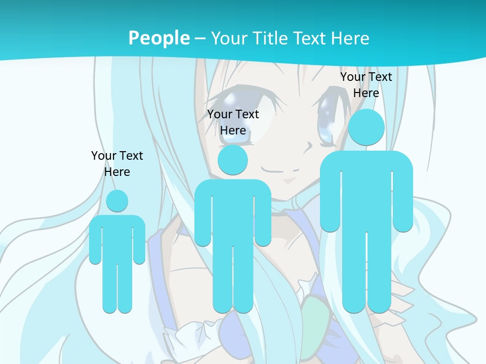 A Girl With Long Blue Hair And Blue Eyes PowerPoint Template