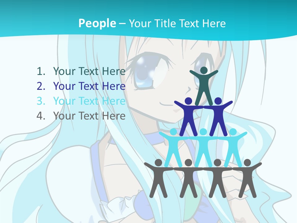 A Girl With Long Blue Hair And Blue Eyes PowerPoint Template