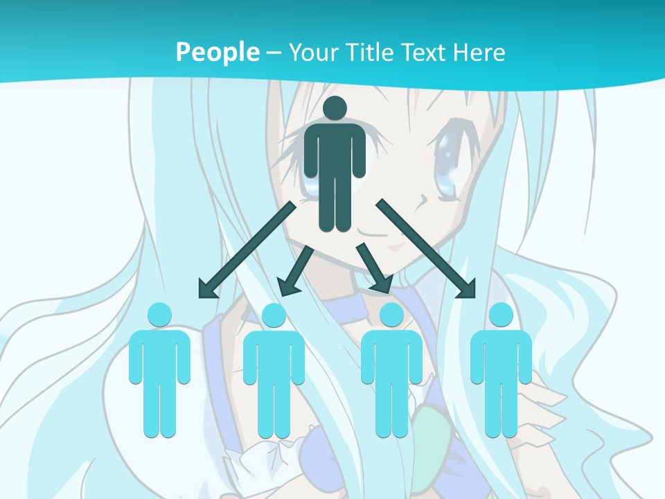 A Girl With Long Blue Hair And Blue Eyes PowerPoint Template