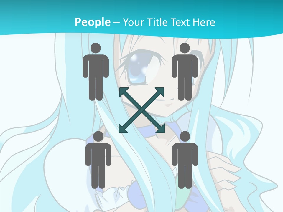 A Girl With Long Blue Hair And Blue Eyes PowerPoint Template