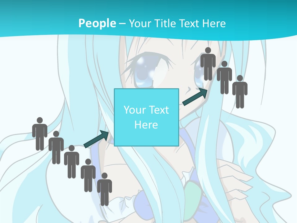 A Girl With Long Blue Hair And Blue Eyes PowerPoint Template