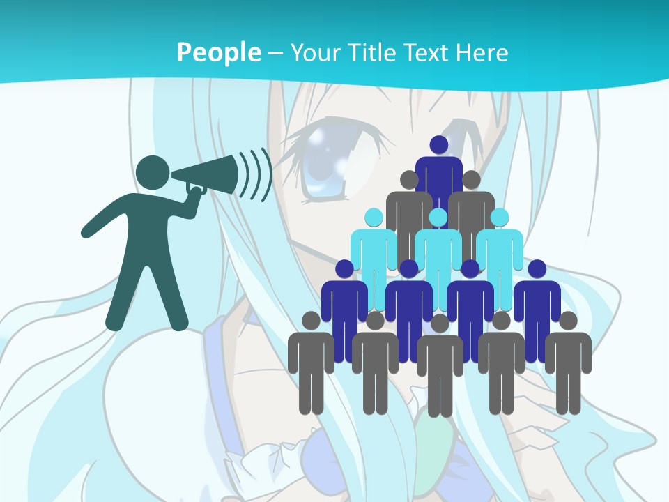 A Girl With Long Blue Hair And Blue Eyes PowerPoint Template