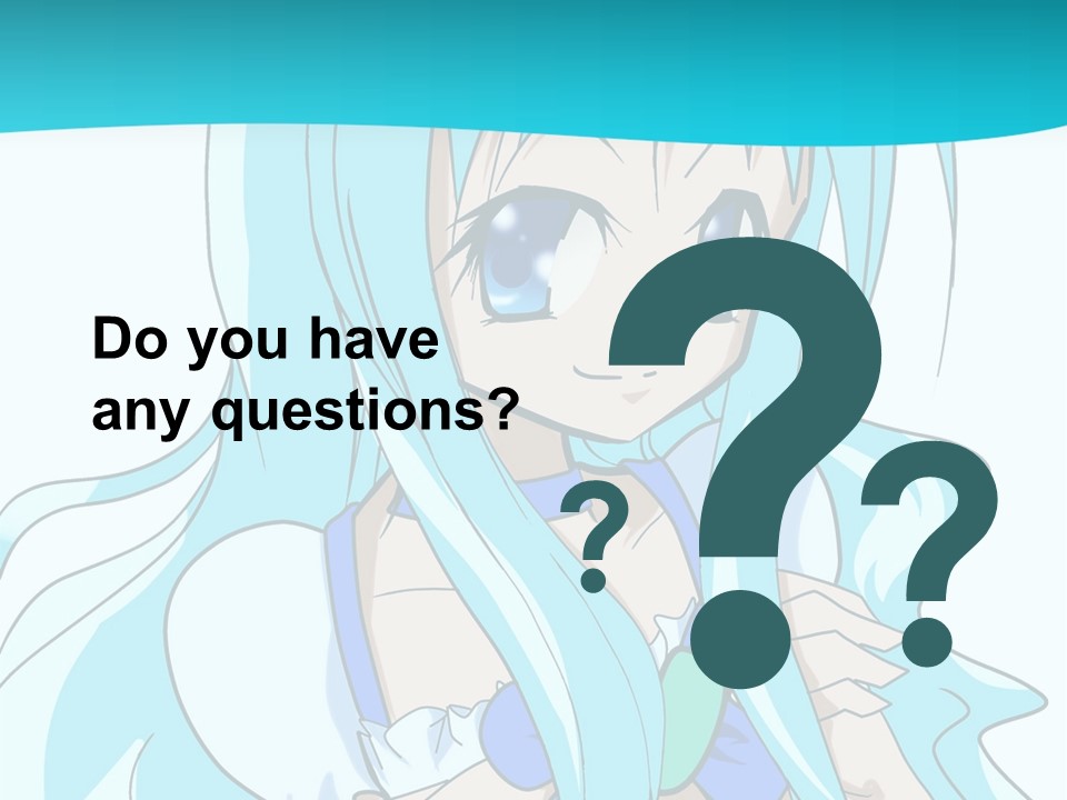 A Girl With Long Blue Hair And Blue Eyes PowerPoint Template