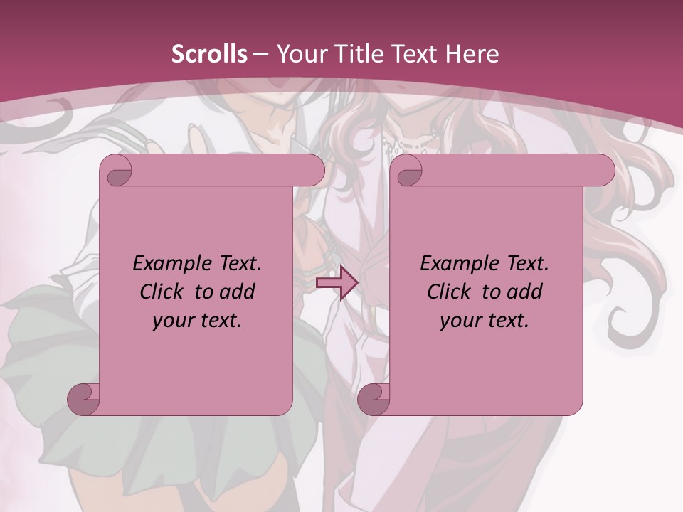 A Couple Of Anime Characters With A Pink Background PowerPoint Template