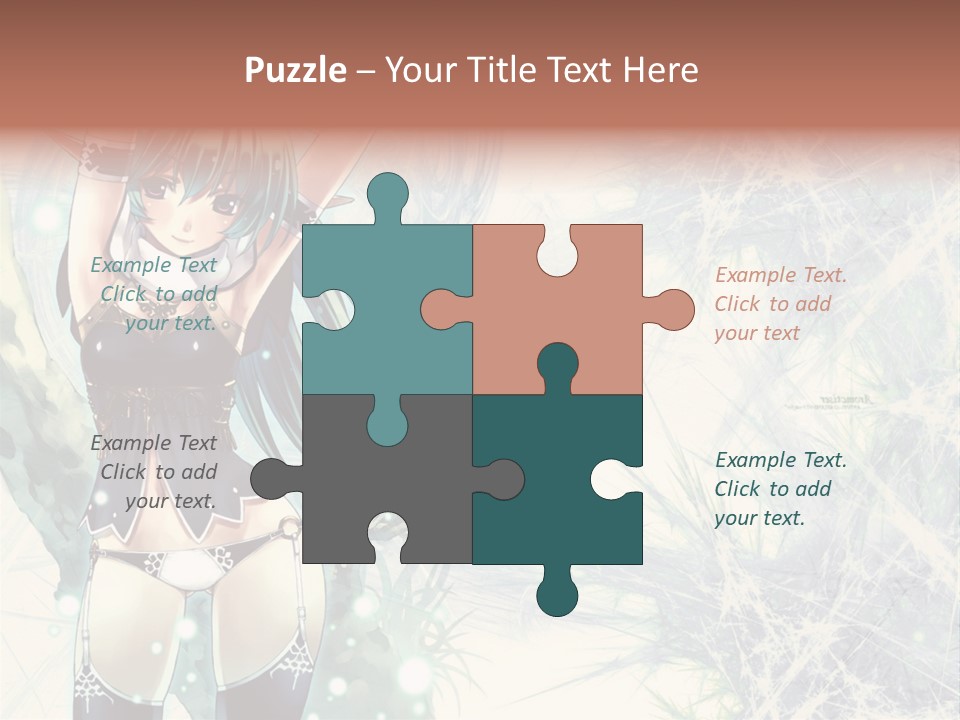 A Girl With Green Hair Is Holding A Sword PowerPoint Template