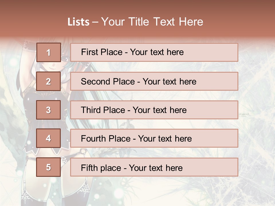 A Girl With Green Hair Is Holding A Sword PowerPoint Template