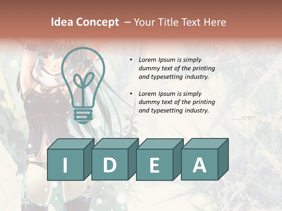 A Girl With Green Hair Is Holding A Sword PowerPoint Template