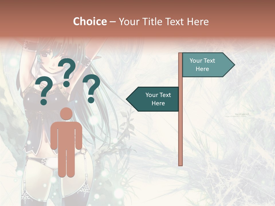 A Girl With Green Hair Is Holding A Sword PowerPoint Template