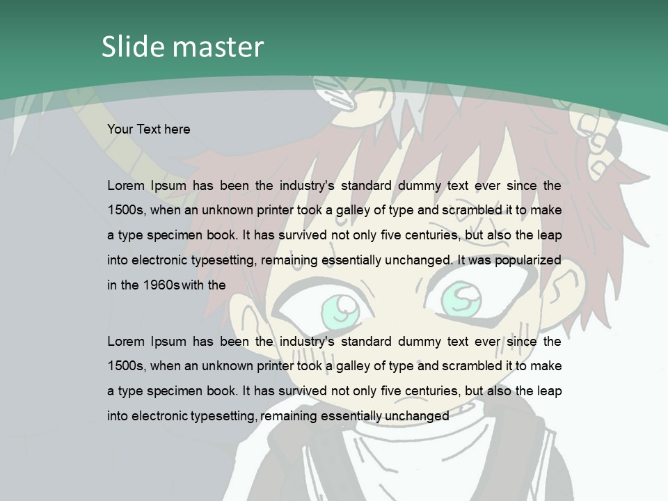 A Couple Of Anime Characters With A Green Background PowerPoint Template