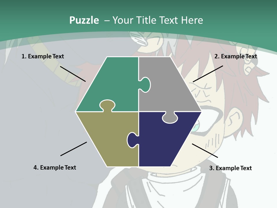 A Couple Of Anime Characters With A Green Background PowerPoint Template