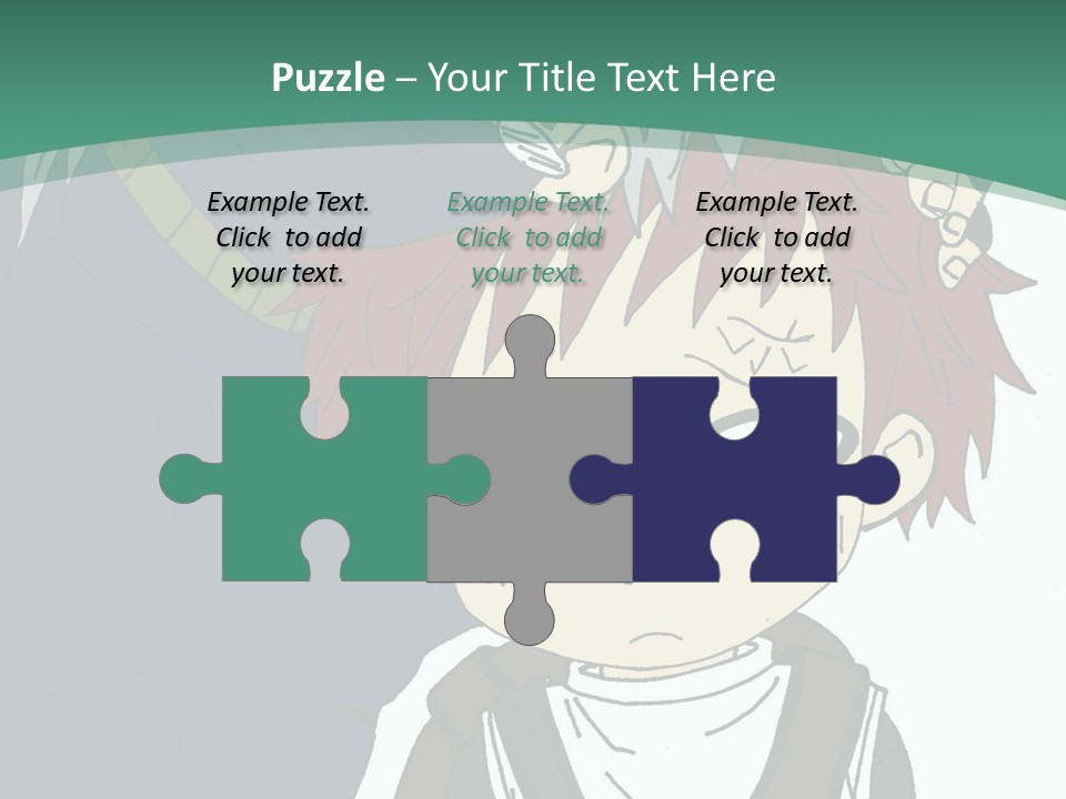 A Couple Of Anime Characters With A Green Background PowerPoint Template