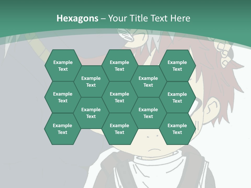 A Couple Of Anime Characters With A Green Background PowerPoint Template