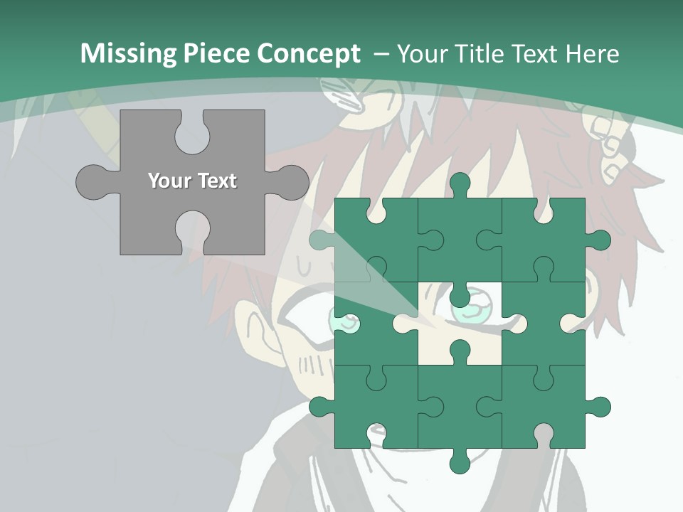 A Couple Of Anime Characters With A Green Background PowerPoint Template