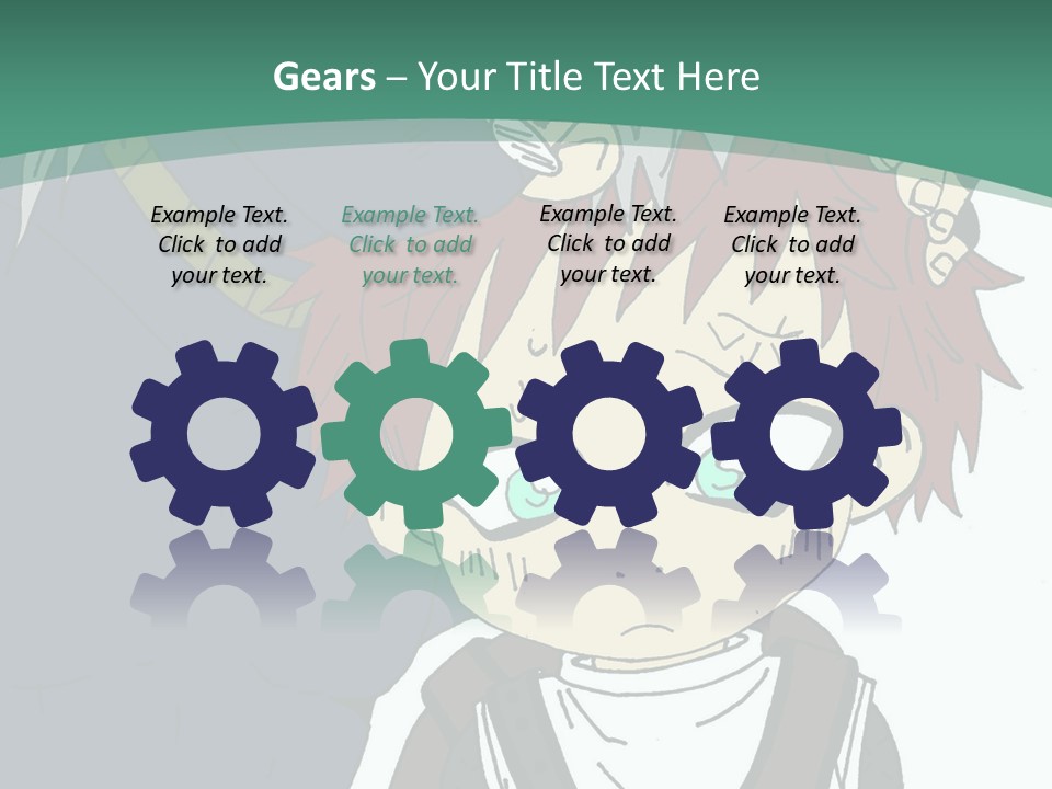 A Couple Of Anime Characters With A Green Background PowerPoint Template
