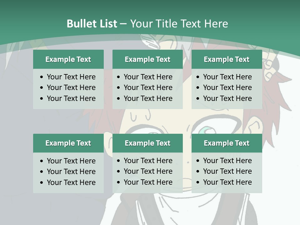 A Couple Of Anime Characters With A Green Background PowerPoint Template