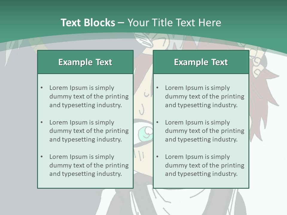 A Couple Of Anime Characters With A Green Background PowerPoint Template