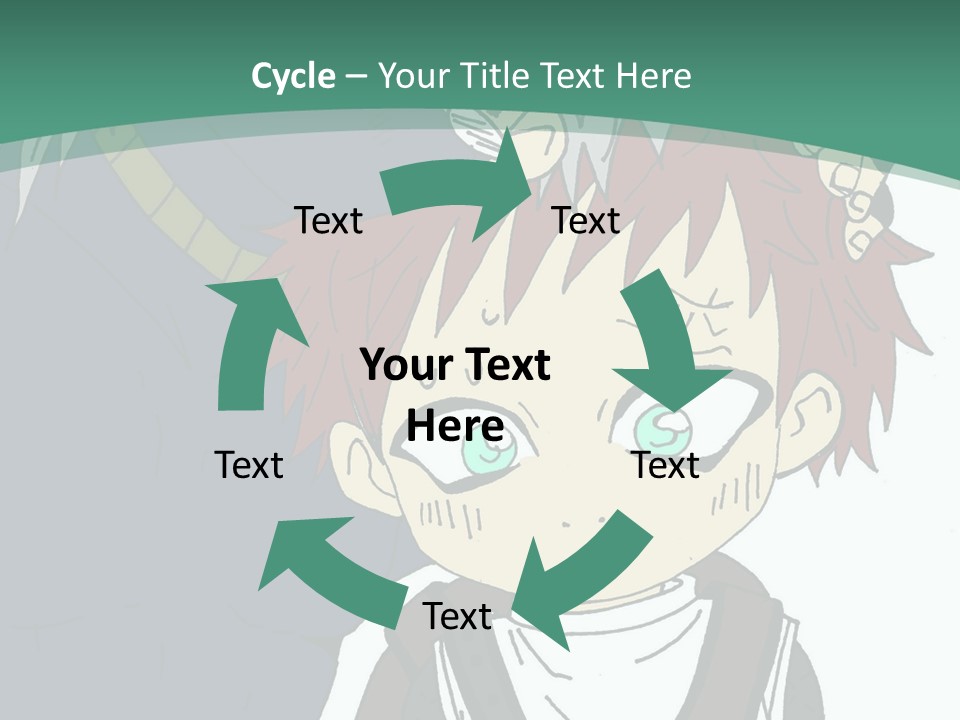 A Couple Of Anime Characters With A Green Background PowerPoint Template