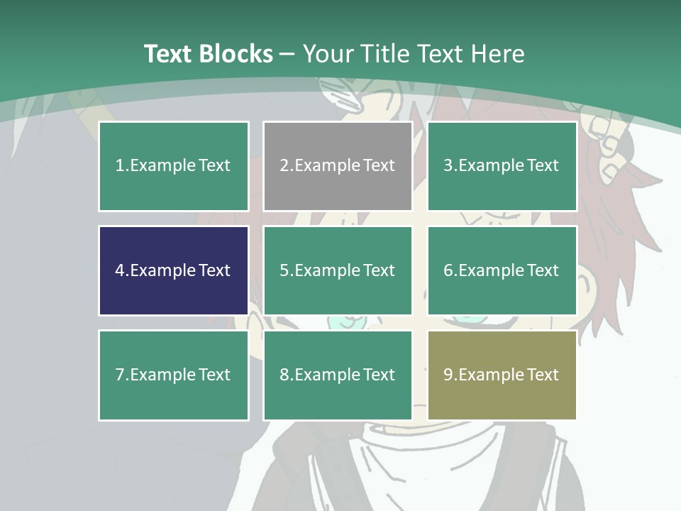 A Couple Of Anime Characters With A Green Background PowerPoint Template