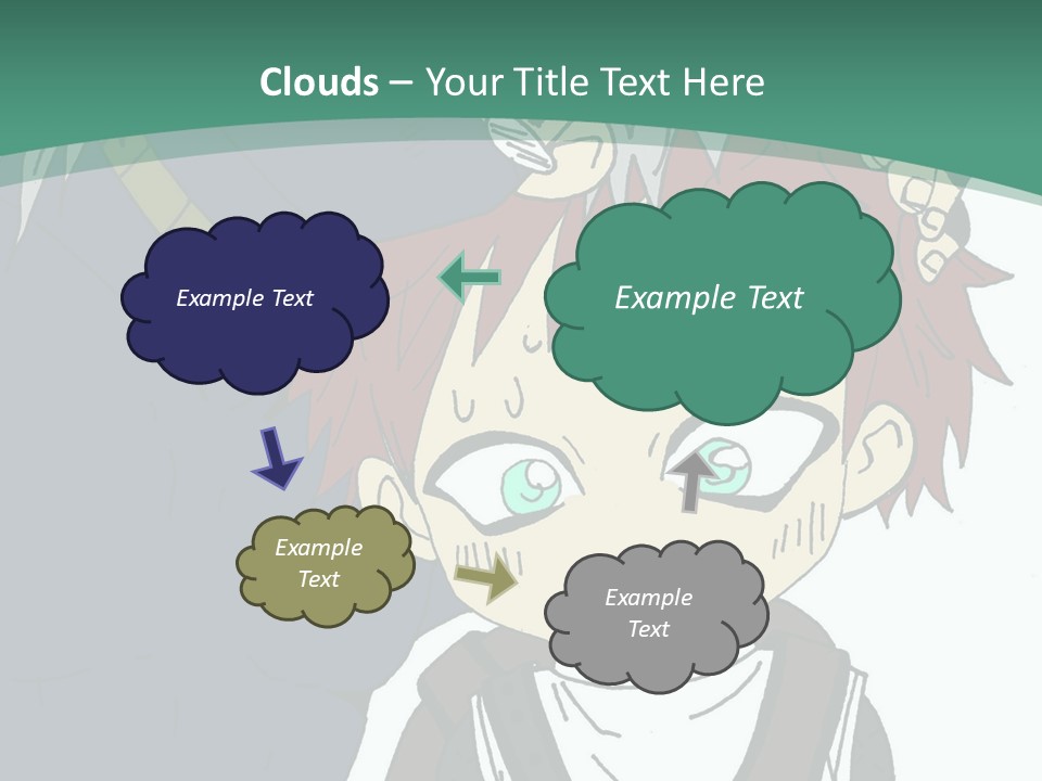 A Couple Of Anime Characters With A Green Background PowerPoint Template