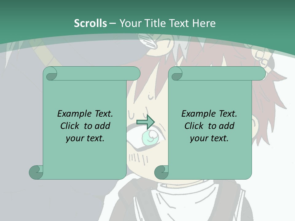 A Couple Of Anime Characters With A Green Background PowerPoint Template