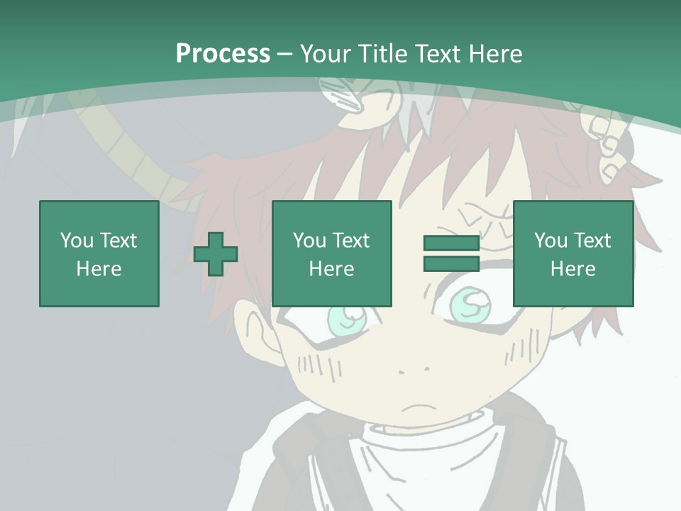 A Couple Of Anime Characters With A Green Background PowerPoint Template