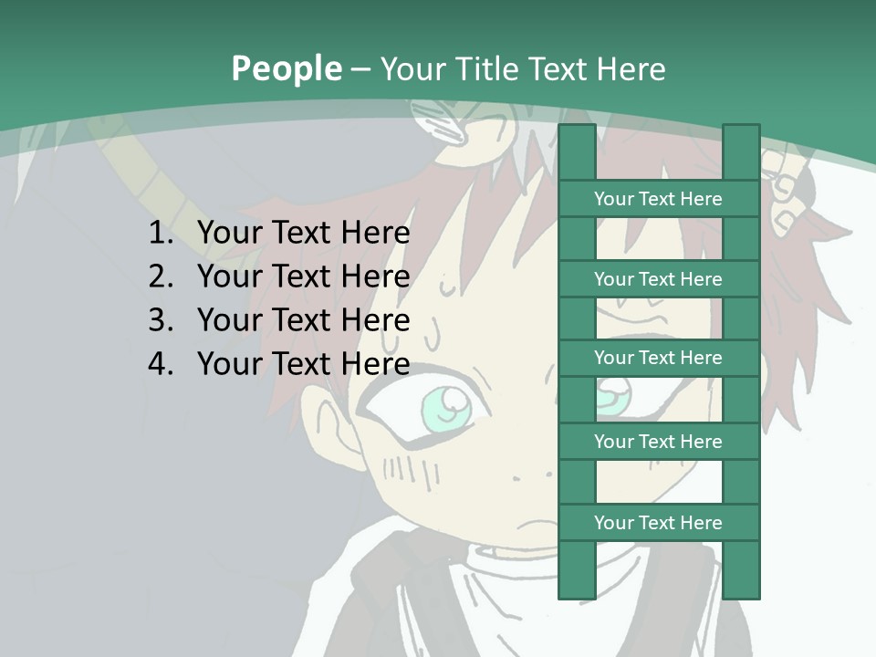 A Couple Of Anime Characters With A Green Background PowerPoint Template