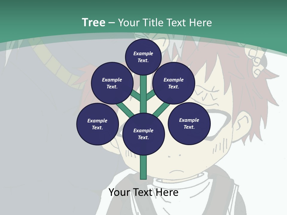 A Couple Of Anime Characters With A Green Background PowerPoint Template
