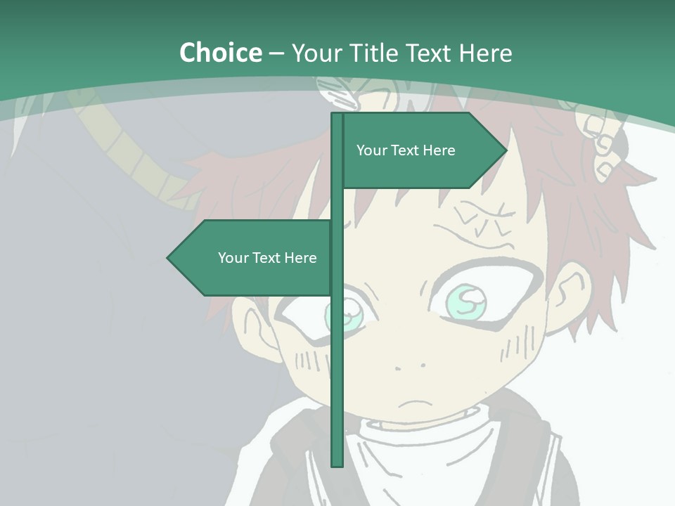 A Couple Of Anime Characters With A Green Background PowerPoint Template