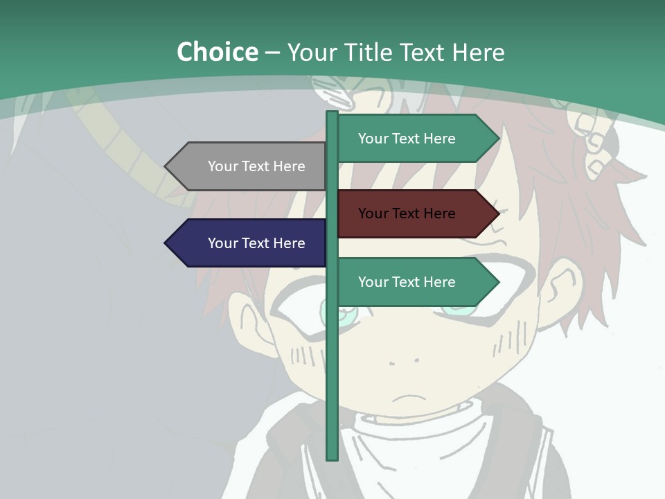 A Couple Of Anime Characters With A Green Background PowerPoint Template