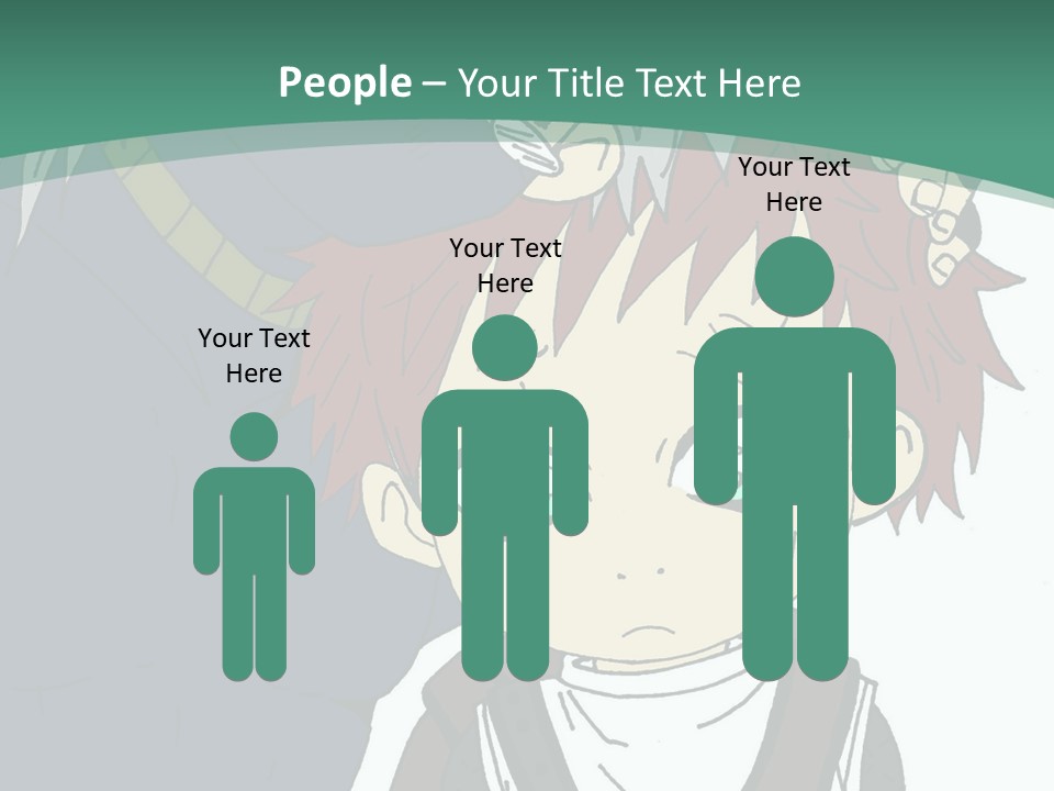 A Couple Of Anime Characters With A Green Background PowerPoint Template