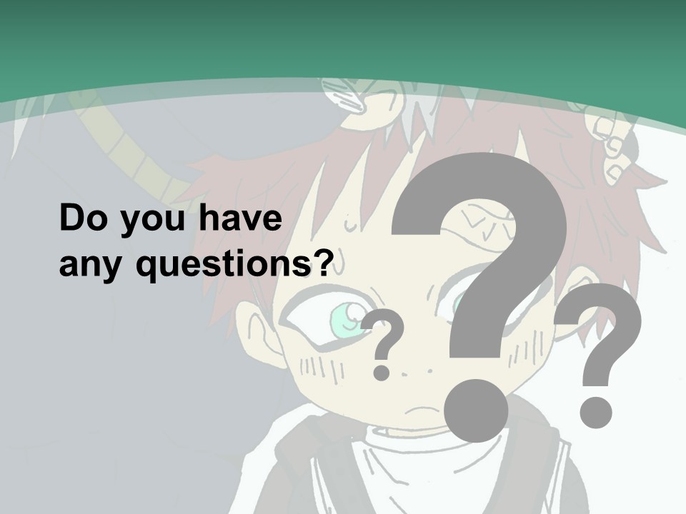 A Couple Of Anime Characters With A Green Background PowerPoint Template