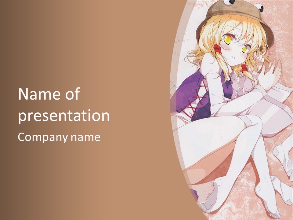 A Girl In A Hat Is Sitting On The Ground PowerPoint Template